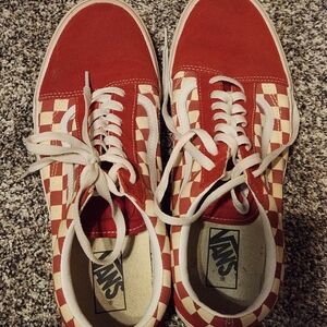 Vans Red and White Checkered Sneakers